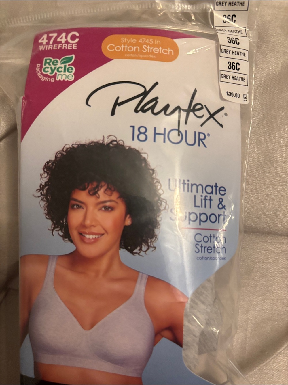 Playtex Wireless Tagless Bra in Light Heather Gray